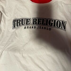 True Religion White Tee with Black Logo